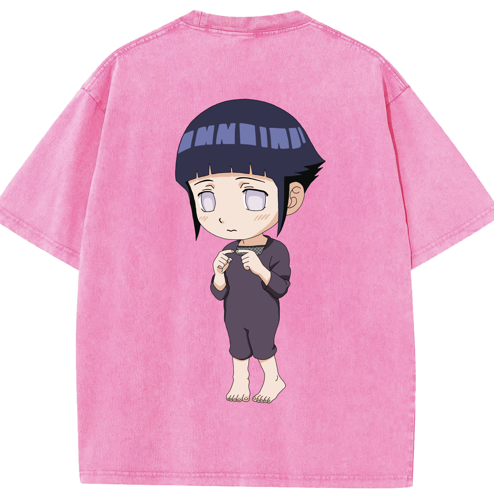 （画像用） NARUTO -ナルト- 日向ヒナタ Hyūga Hinata 綿100% ヴィンテージ風 半袖Tシャツ（背面プリント）